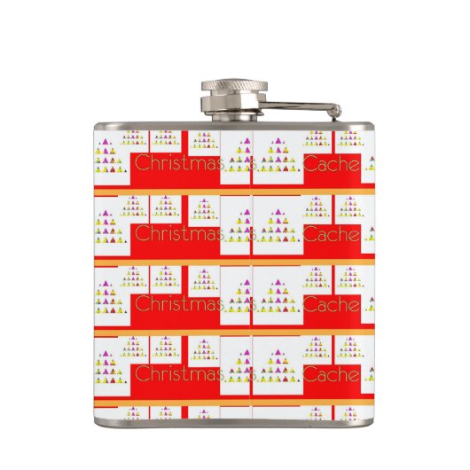 Kerstcache Vinyl verpakte kolf Heupfles (Achterkant)