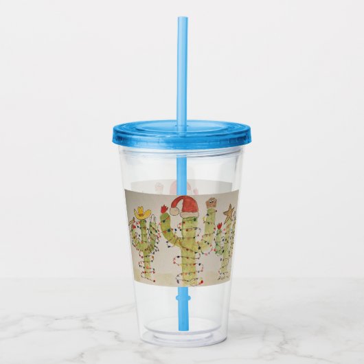 Kerstcactus Acryl Drinkbeker (Voorkant)
