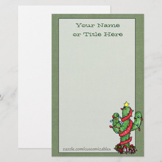 kerstcactus briefpapier (Voorkant / Achterkant)