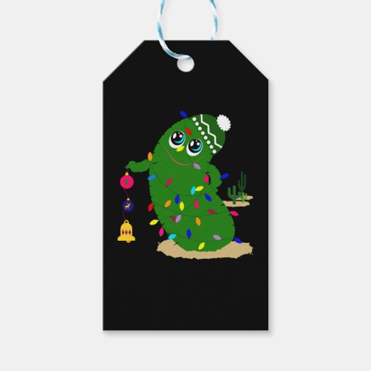 kerstcactus cadeaulabel (Voorkant)