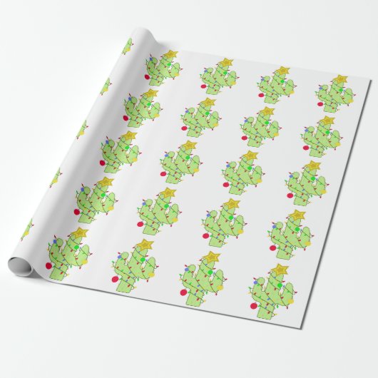 Kerstcactus Cadeaupapier (Uitgerold)