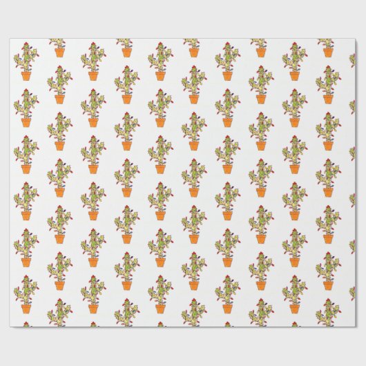 Kerstcactus Cadeaupapier (Vlak)