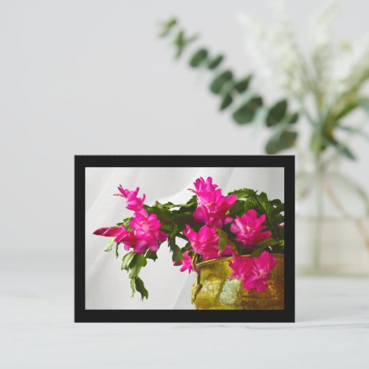 Kerstcactus close-up feestdagenkaart (Staand voorkant)