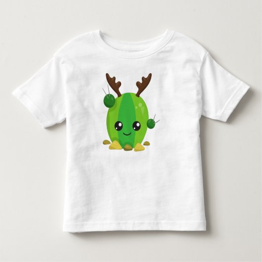 Kerstcactus, Cute Cactus, Antlers, Vakantie Kinder Shirts (Voorkant)