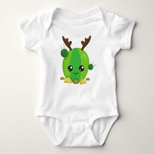Kerstcactus, Cute Cactus, Antlers, Vakantie Romper (Voorkant)