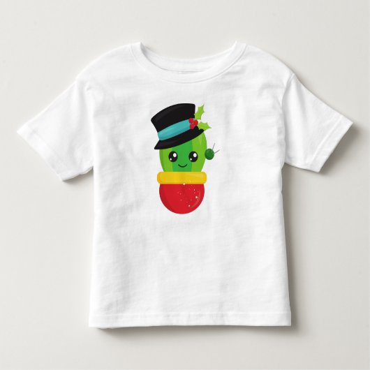 Kerstcactus, Cute Cactus, Pet, Mistletoe Kinder Shirts (Voorkant)