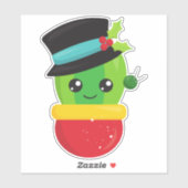 Kerstcactus, Cute Cactus, Pet, Mistletoe Sticker (Vel)