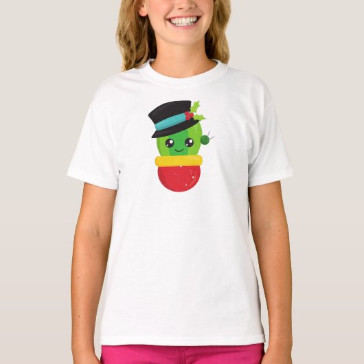 Kerstcactus, Cute Cactus, Pet, Mistletoe T-shirt (Voorkant)