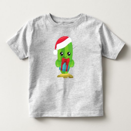 Kerstcactus, Cute Cactus, Santa Hat, Gifts Kinder Shirts (Voorkant)