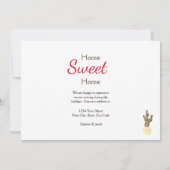 Kerstcactus Cute Red Moving New Address Aankondiging (Achterkant)