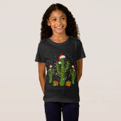 Kerstcactus Dragen Santa hoeden en lichten T-shirt (Voorkant volledig)