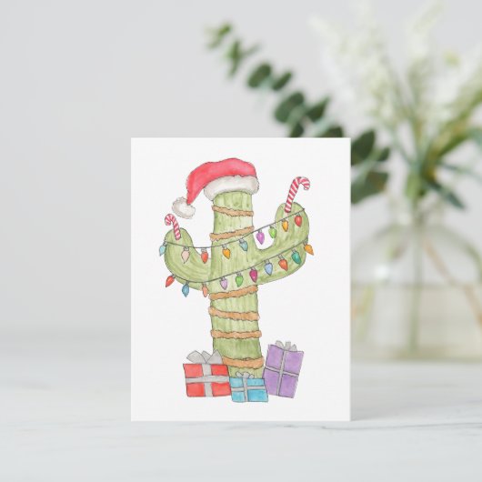 Kerstcactus Feestdagenkaart (Staand voorkant)