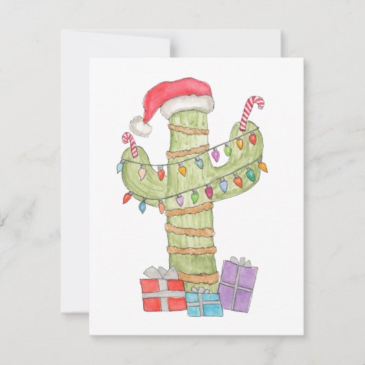 Kerstcactus Feestdagenkaart (Voorkant)