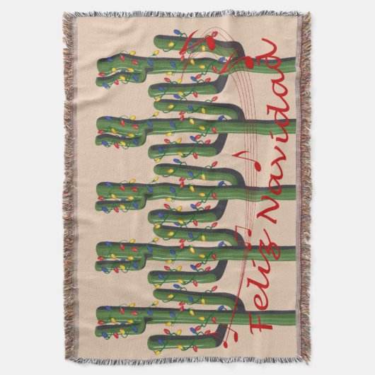 Kerstcactus Feliz Navidad Deken (Voorkant Verticaal)