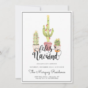 Kerstcactus   Feliz Navidad Feest Uitnodiging