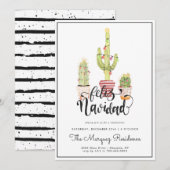 Kerstcactus | Feliz Navidad Feest Uitnodiging (Voorkant / Achterkant)