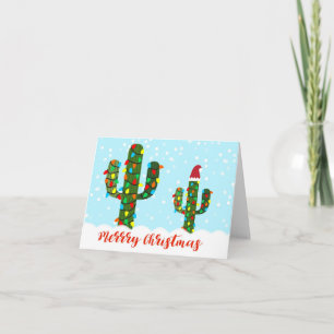 Kerstcactus, gedecorbeerde kerstkaart kaart