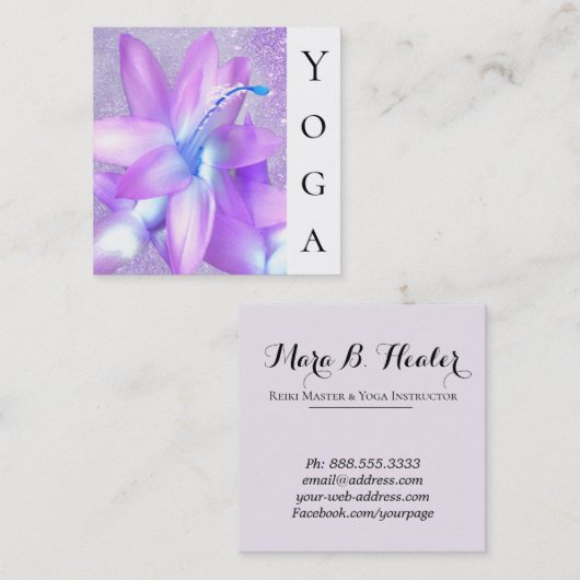 *~* Kerstcactus Healer Floral Reiki Yoga Vierkante Visitekaartje (Voorkant / Achterkant)