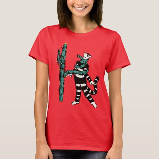 Kerstcactus Hugs Cute Kitty Cat Lover T-shirt (Voorkant)