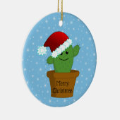 Kerstcactus in een kerstmuts keramisch ornament (Rechts)