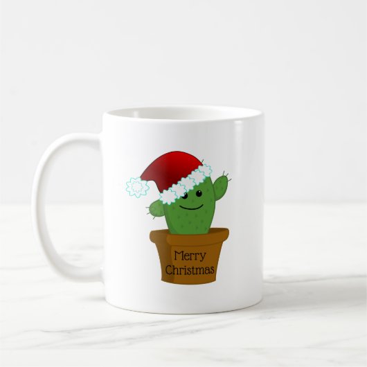 Kerstcactus in een kerstmuts koffiemok (Links)