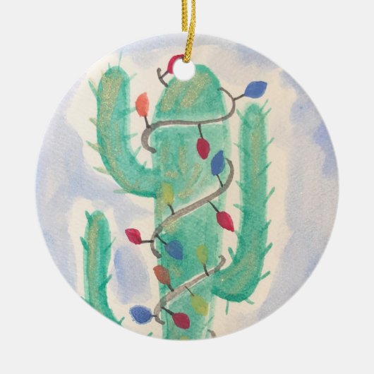 Kerstcactus Keramisch Ornament (Voorkant)