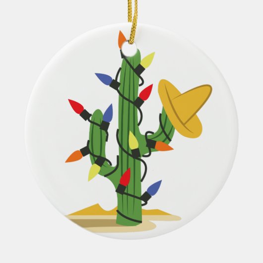 Kerstcactus Keramisch Ornament (Voorkant)