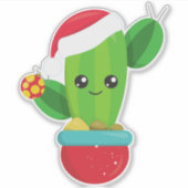 Kerstcactus, kerstkerstkerstkerstboomschildering sticker (Voorkant)