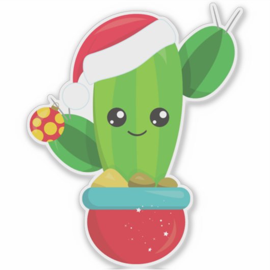 Kerstcactus, kerstkerstkerstkerstboomschildering sticker (Voorkant)