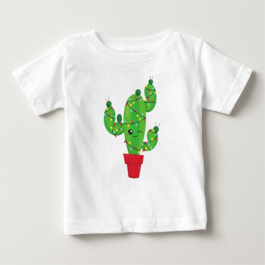 Kerstcactus, kerstlampjes, cute cactus (Voorkant)