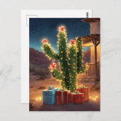 Kerstcactus met Cadeaus voor een huis Briefkaart (Voorkant / Achterkant)