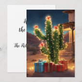 Kerstcactus met Cadeaus voor een huis Feestdagenkaart (Voorkant / Achterkant)