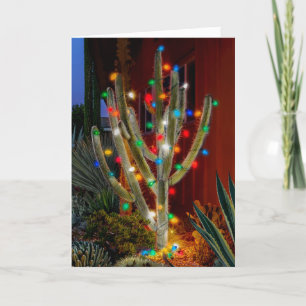 Kerstcactus met gladde kerst, vakantiekaart feestdagen kaart