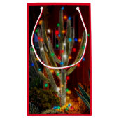 Kerstcactus met gloeilichten klein cadeauzakje (Achterkant)