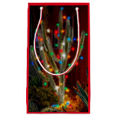 Kerstcactus met gloeilichten klein cadeauzakje (Voorkant)
