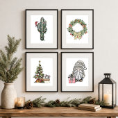 Kerstcactus met Lichtjes Poster