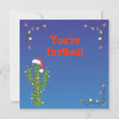 Kerstcactus met Santa Hat-uitnodigingen Kaart (Achterkant)