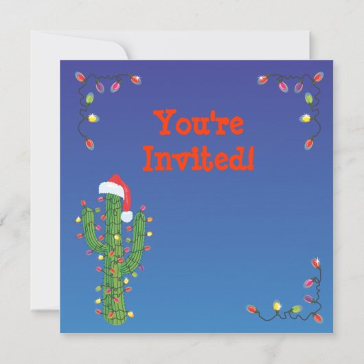 Kerstcactus met Santa Hat-uitnodigingen Kaart (Achterkant)