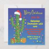 Kerstcactus met Santa Hat-uitnodigingen Kaart (Voorkant)