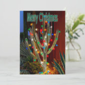 Kerstcactus met vrolijk kerstfeest. feestdagenkaart (Staand voorkant)