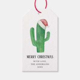 Kerstcactus. nieuwjaar. Groene en rode cactussen Cadeaulabel