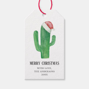 Kerstcactus. nieuwjaar. Groene en rode cactussen Cadeaulabel