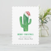 Kerstcactus. nieuwjaar. Groene en rode cactussen Feestdagenkaart (Staand voorkant)