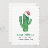 Kerstcactus. nieuwjaar. Groene en rode cactussen Feestdagenkaart (Voorkant / Achterkant)