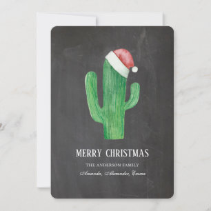 Kerstcactus. nieuwjaar. Krijtbordcactussen Feestdagenkaart