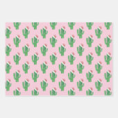 Kerstcactus patroon. Kerstman cactussen. Groen roz Inpakpapier Vel (Voorkant 3)