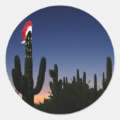 Kerstcactus Ronde Sticker