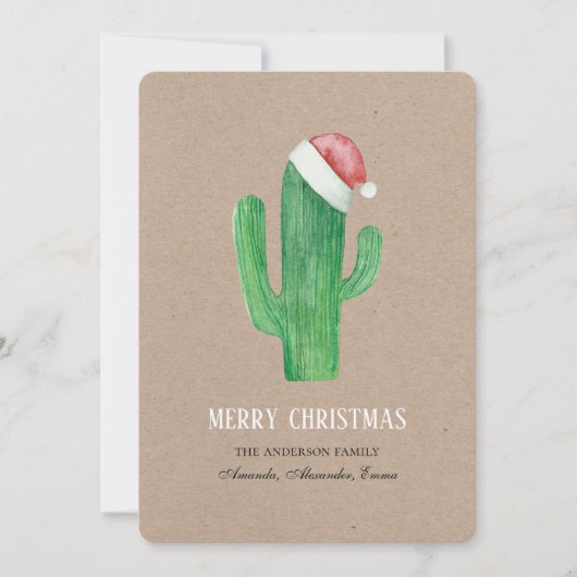 Kerstcactus. Rustiek Nieuwjaar cactussen. Kraft Feestdagenkaart (Voorkant)