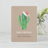 Kerstcactus. Rustiek Nieuwjaar cactussen. Kraft Feestdagenkaart (Staand voorkant)