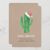 Kerstcactus. Rustiek Nieuwjaar cactussen. Kraft Feestdagenkaart (Voorkant / Achterkant)